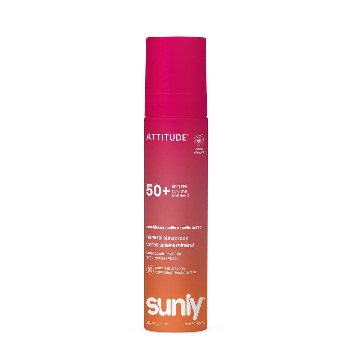 ATTITUDE front packaging showing SPF 50 and product benefits for confident protection