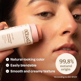 ATTITUDE open twist detail revealing creamy blush stick for easy application