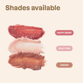 ATTITUDE ginger swatch on lips showing warm, sun-kissed shine and subtle tint benefit
