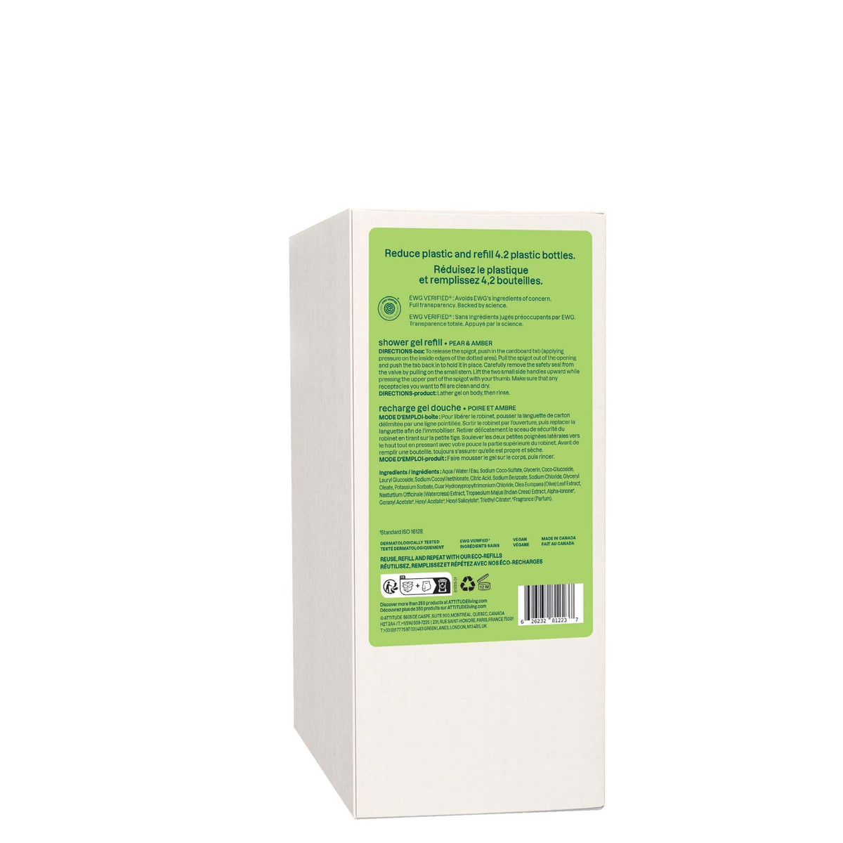 ATTITUDE eco-refill graphic with recyclable packaging promoting reduced plastic waste