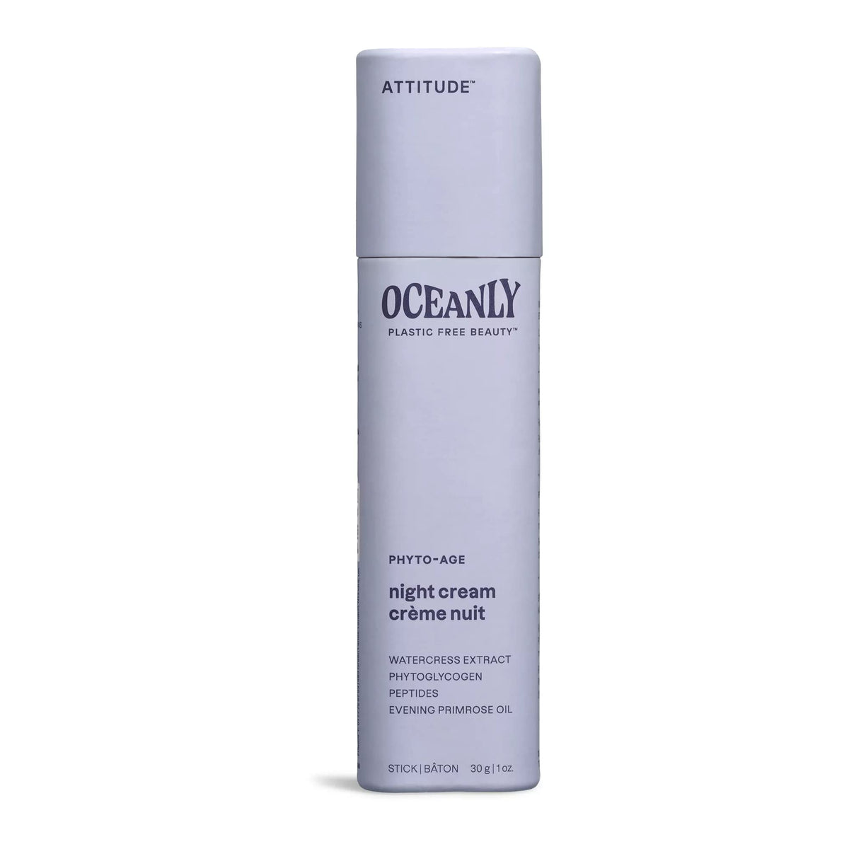 BIO SPECTRA ATTITUDE front packaging showing compact night cream bar benefits travel-friendly