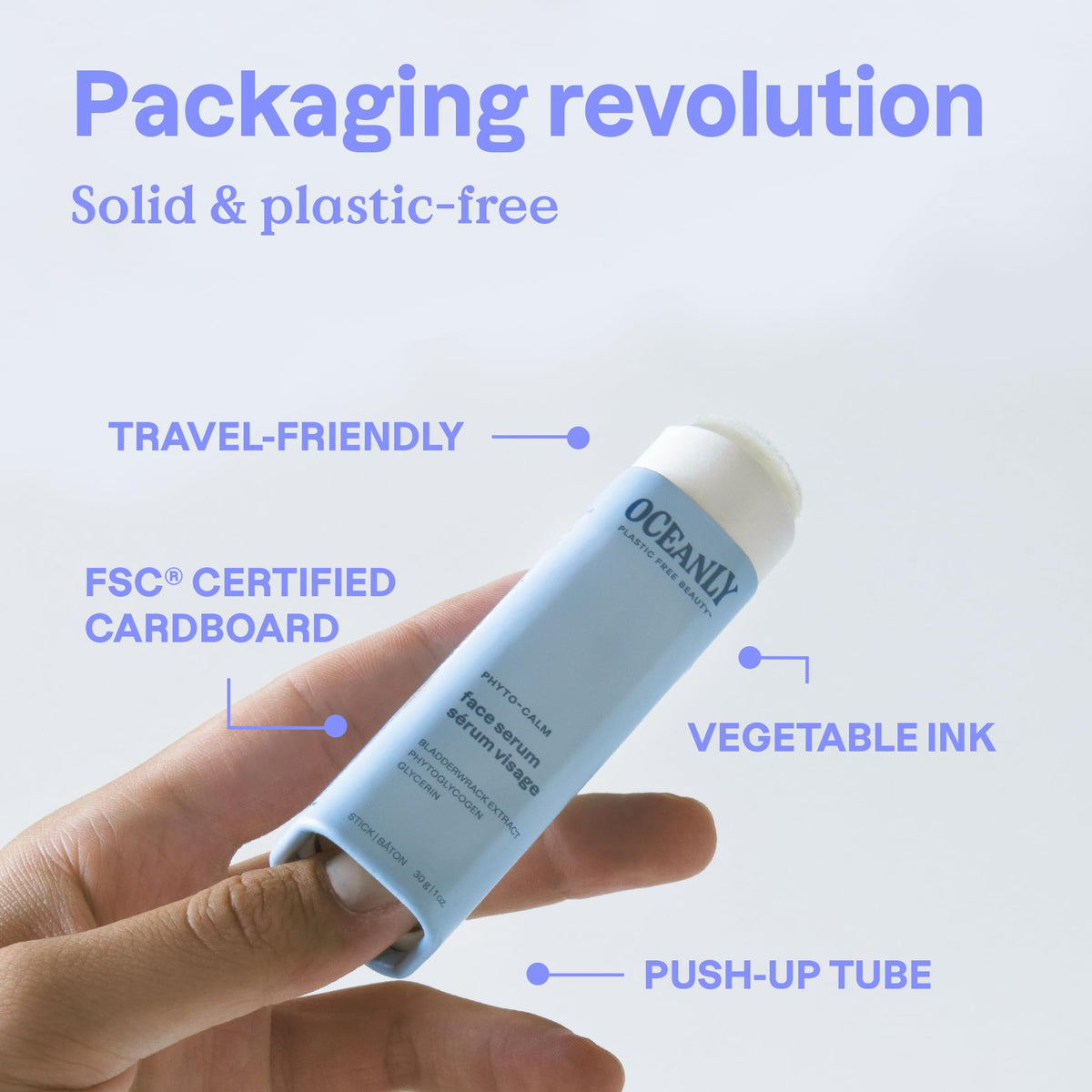 BIO SPECTRA ATTITUDE biodegradable paper tube packaging showing plastic-free sustainability benefit