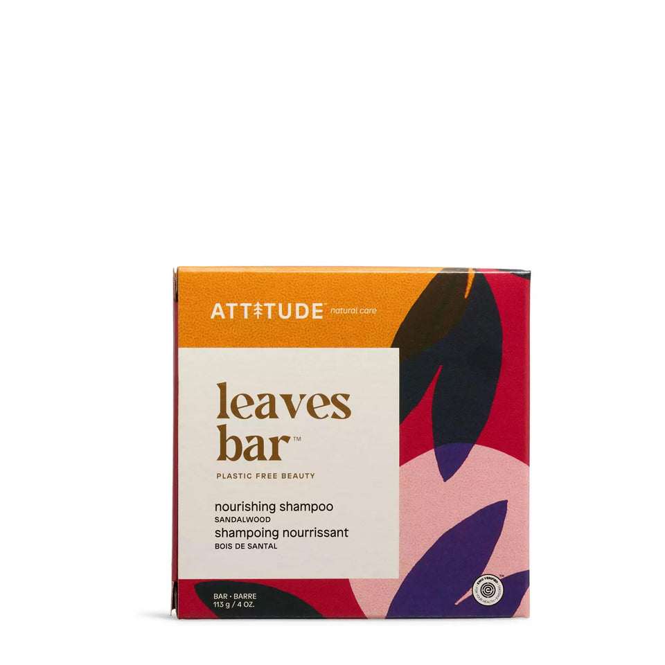 ATTITUDE shampoo bar front packaging showing label and FSC cardboard, eco-friendly benefit