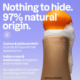 ATTITUDE shampoo creamy lather closeup demonstrating gentle effective cleanse
