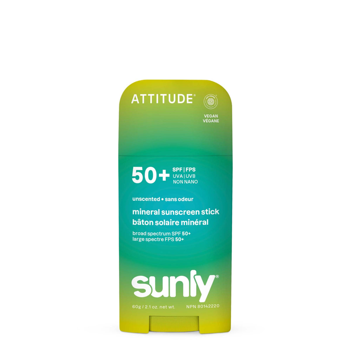 ATTITUDE front packaging showing stick cap and branding for travel convenience