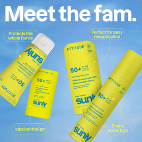 ATTITUDE sunscreen stick beside sunglasses conveys outdoor readiness