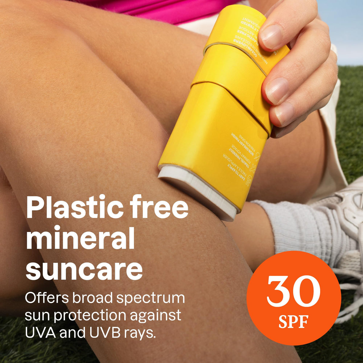 ATTITUDE sunscreen stick open showing creamy zinc-oxide texture benefit