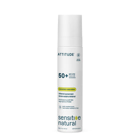 ATTITUDE front packaging showing SPF 50 benefits and unscented label