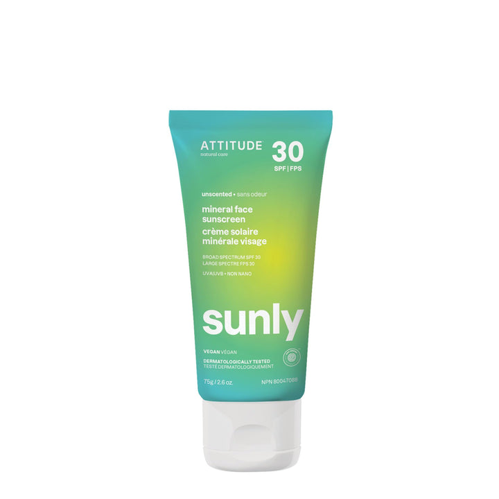 ATTITUDE front packaging showing SPF 30 and unscented benefit