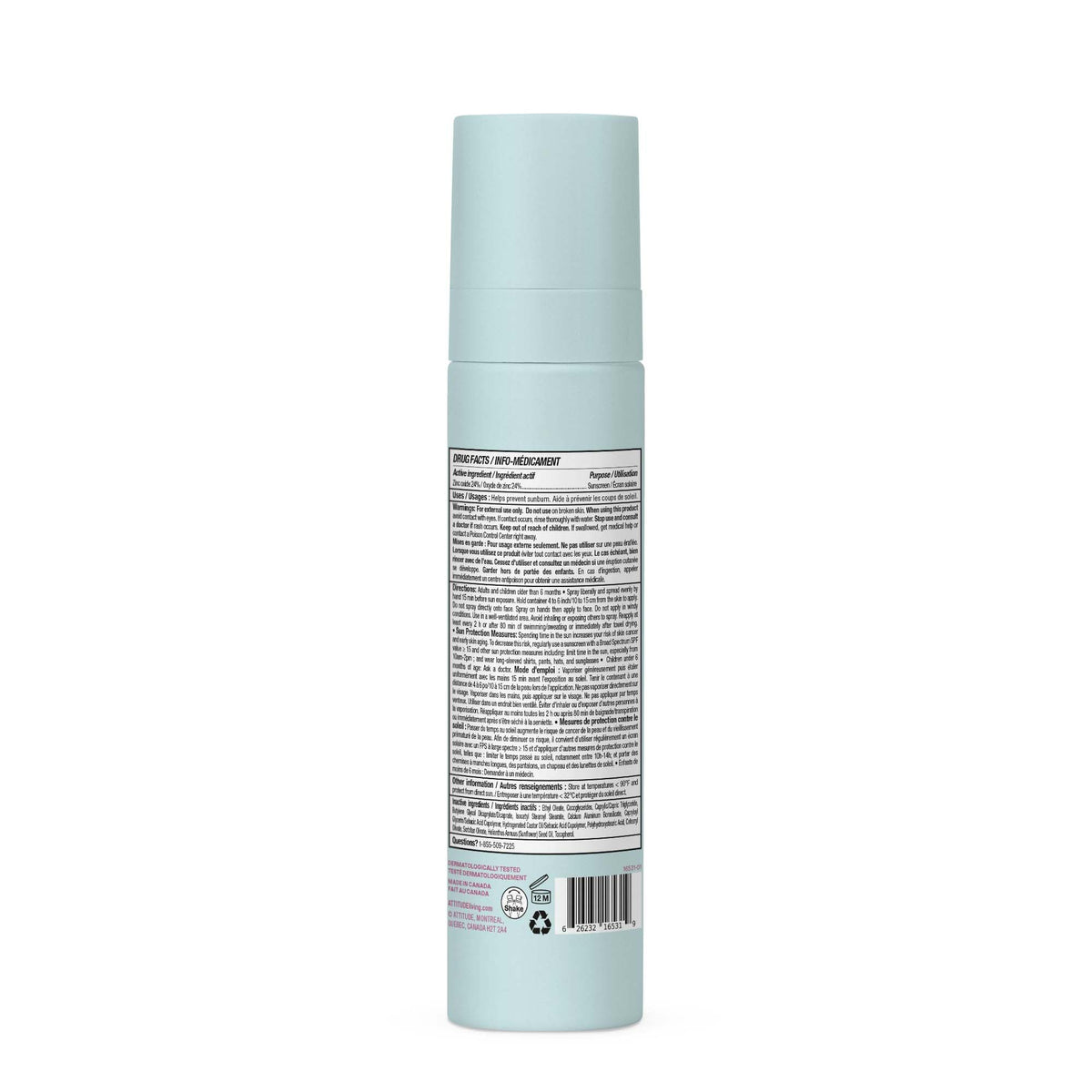 ATTITUDE tube with water splashes illustrating 80 minute water resistance