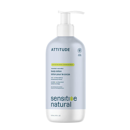 ATTITUDE unscented lotion front view showing clean packaging and benefits