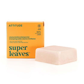 ATTITUDE shampoo bar front packaging showing natural ingredients and benefits