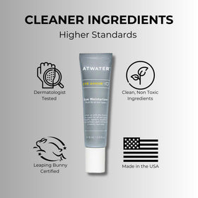 ATWATER eye cream on bathroom shelf lifestyle shot conveying daily grooming confidence