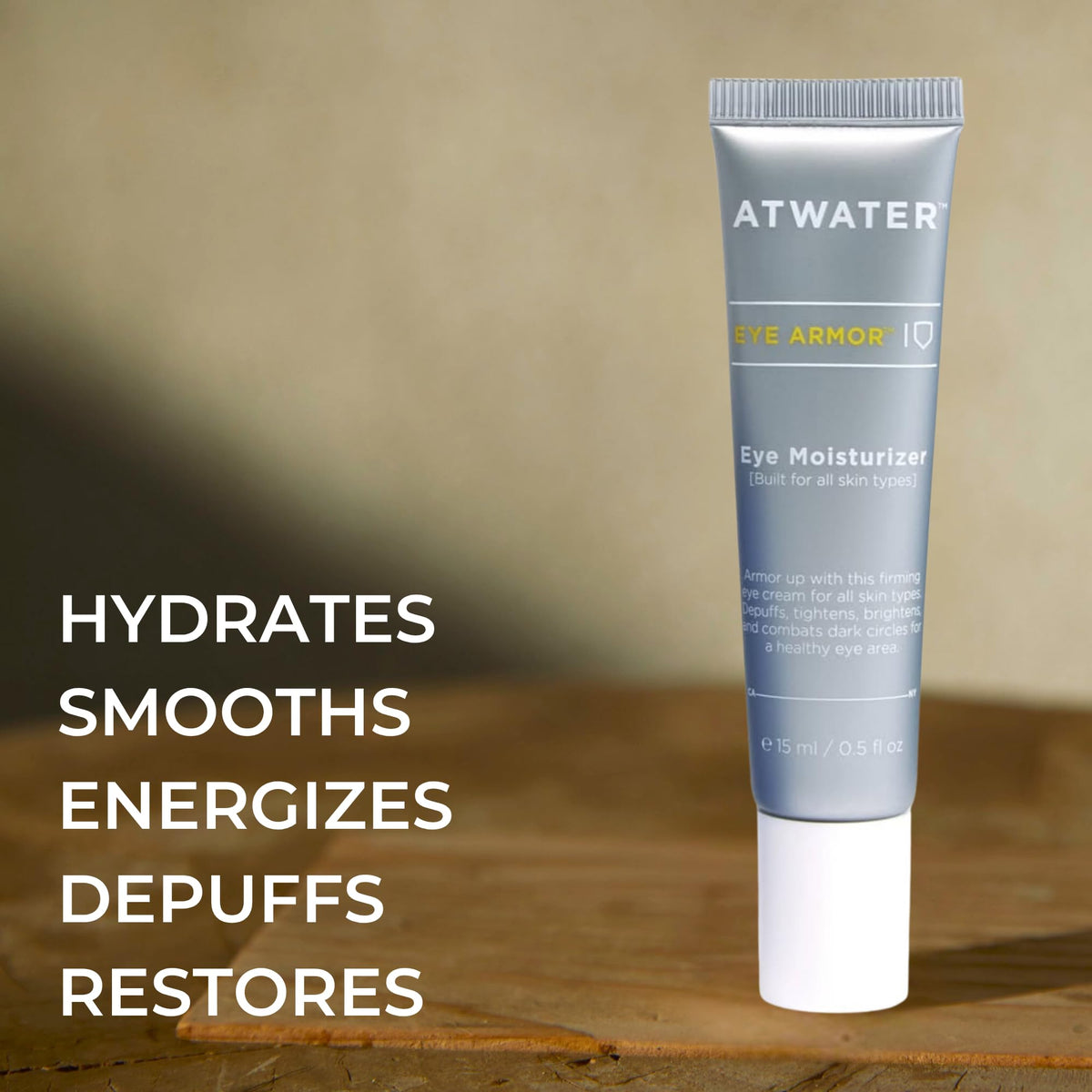 ATWATER eye cream texture close-up displaying smooth cream and quick absorption benefit