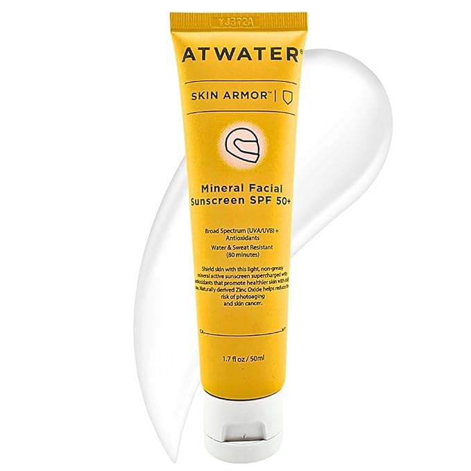 ATWATER front packaging showing SPF 50+ protection and travel-ready design