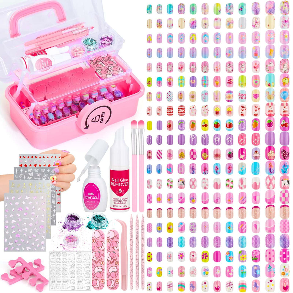 Audab front packaging showing colorful press-on nail set and case for gifting