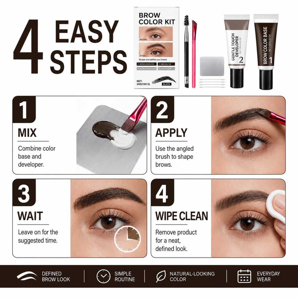 Aufdzceh brows before and after image showing fuller natural result