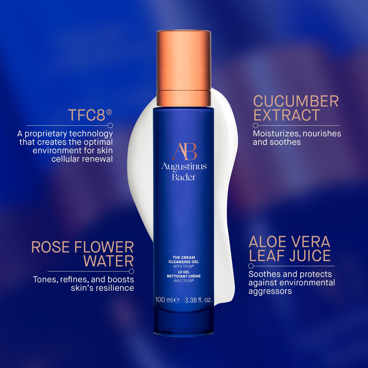 Augustinus Bader cleanser in hand demonstrating gentle application and ease of use