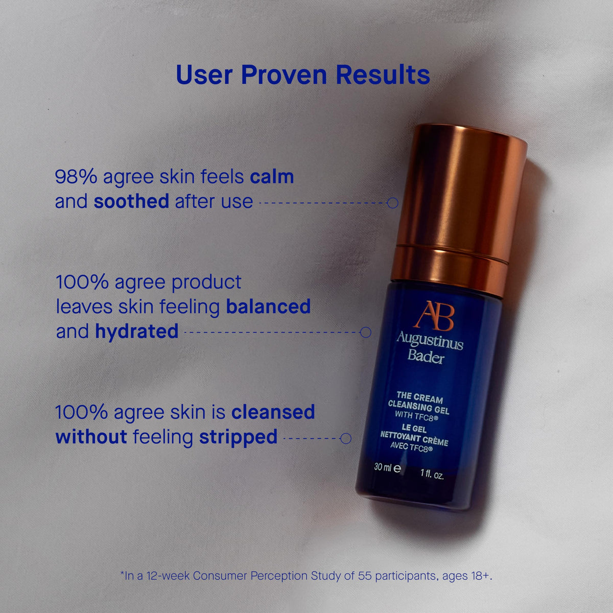 Augustinus Bader gel texture close-up highlighting lightweight hydrating lather