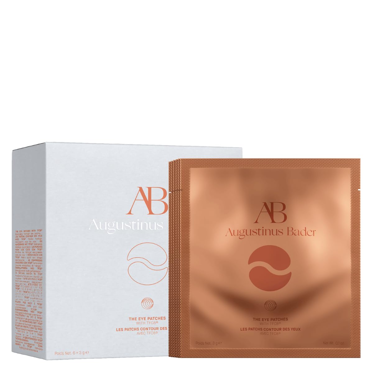 Augustinus Bader front packaging showing premium eye patch box and brand