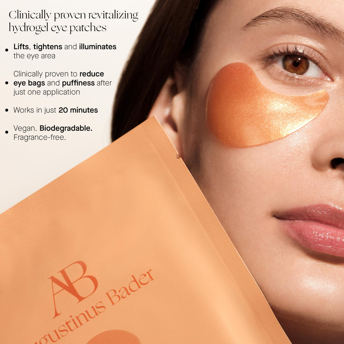 Augustinus Bader open pouch revealing two cooling hydrogel patches