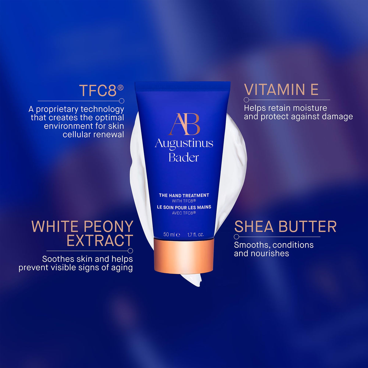 Augustinus Bader cream texture close-up showing smooth, rich formula that hydrates and absorbs quickly