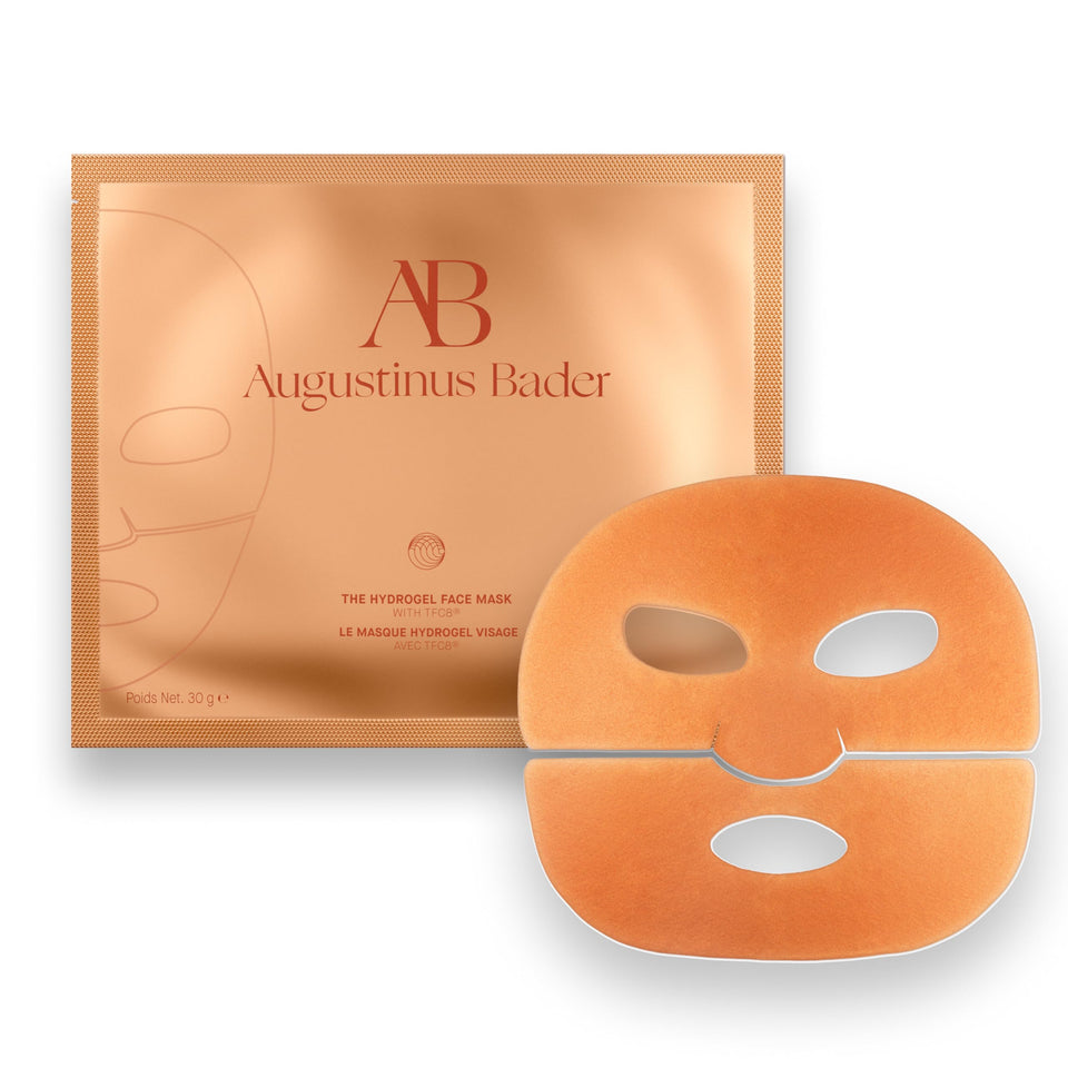 Augustinus Bader front box of hydrogel face mask showing product packaging and premium design benefit
