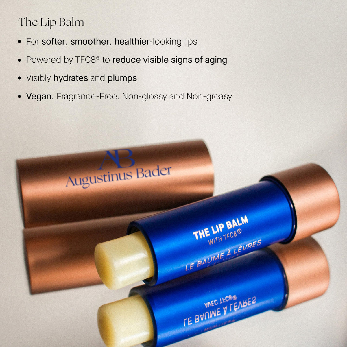 Augustinus Bader balm with cap open showing smooth texture and easy application