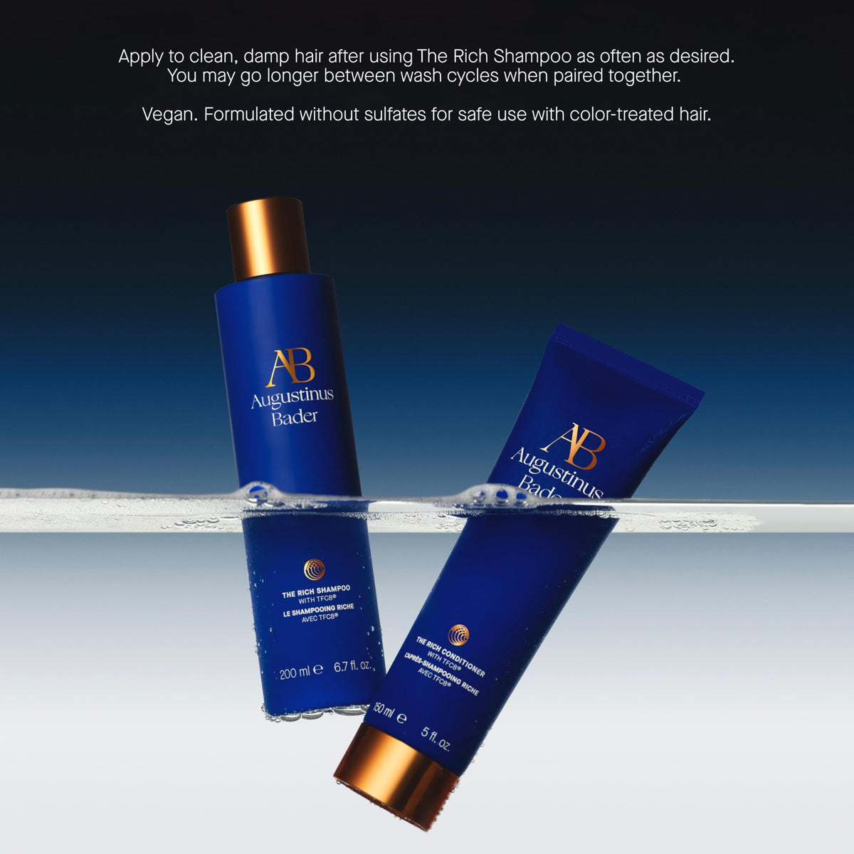 Augustinus Bader model with glossy hair illustrating soft, voluminous result