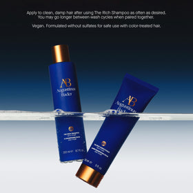 Augustinus Bader model with glossy hair illustrating soft, voluminous result
