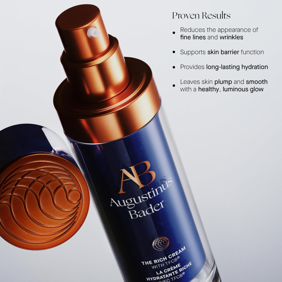 Augustinus Bader applying cream to neck and décolleté for hydration benefit