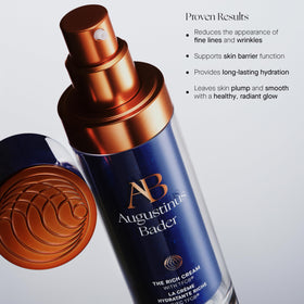 Augustinus Bader cream massaged onto neck and décolleté showing targeted nourishment benefit