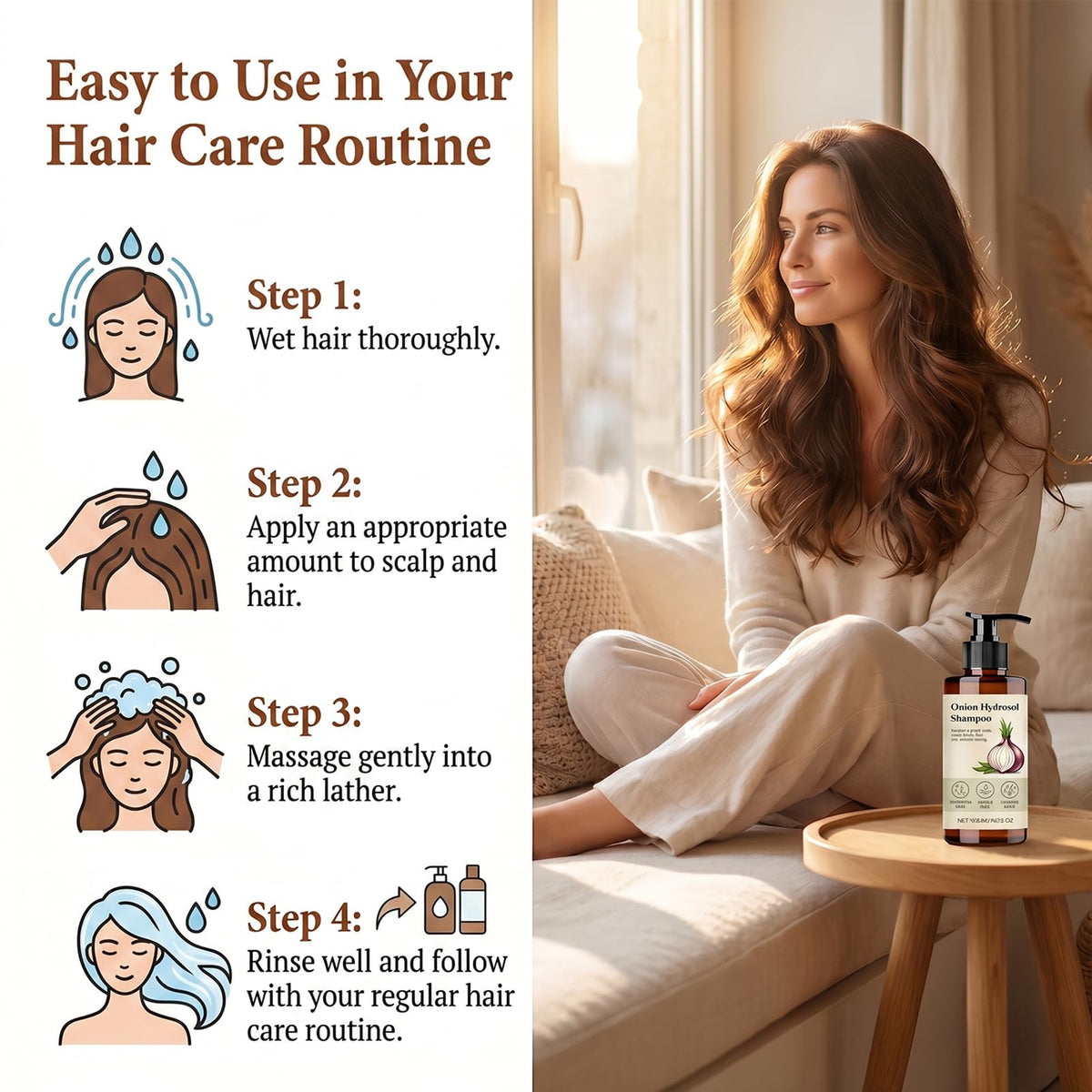 Aultink shampoo on bathroom shelf implying daily routine benefit