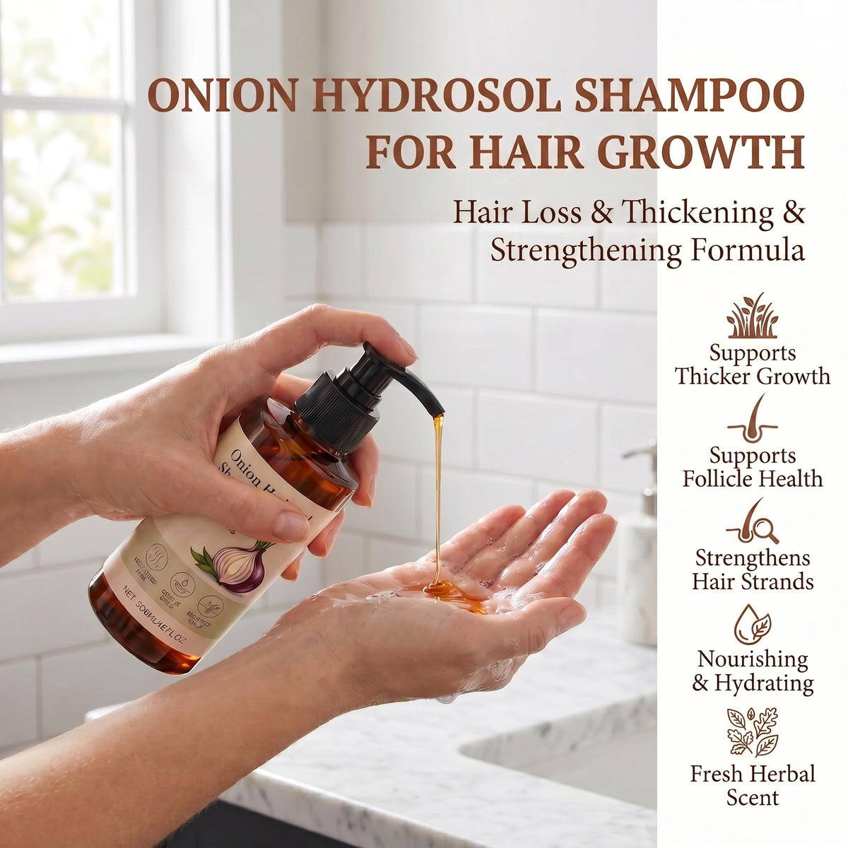Aultink shampoo pouring texture illustrating gentle lather