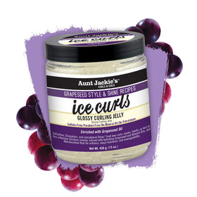 Aunt Jackie's open jar texture close-up showing glossy jelly and hydrating finish