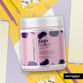 Aunt Jackie's product in use on a child's twist-out delivering defined, soft curls