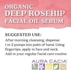 Aura Cacia dropper releasing rosehip oil illustrating precise application