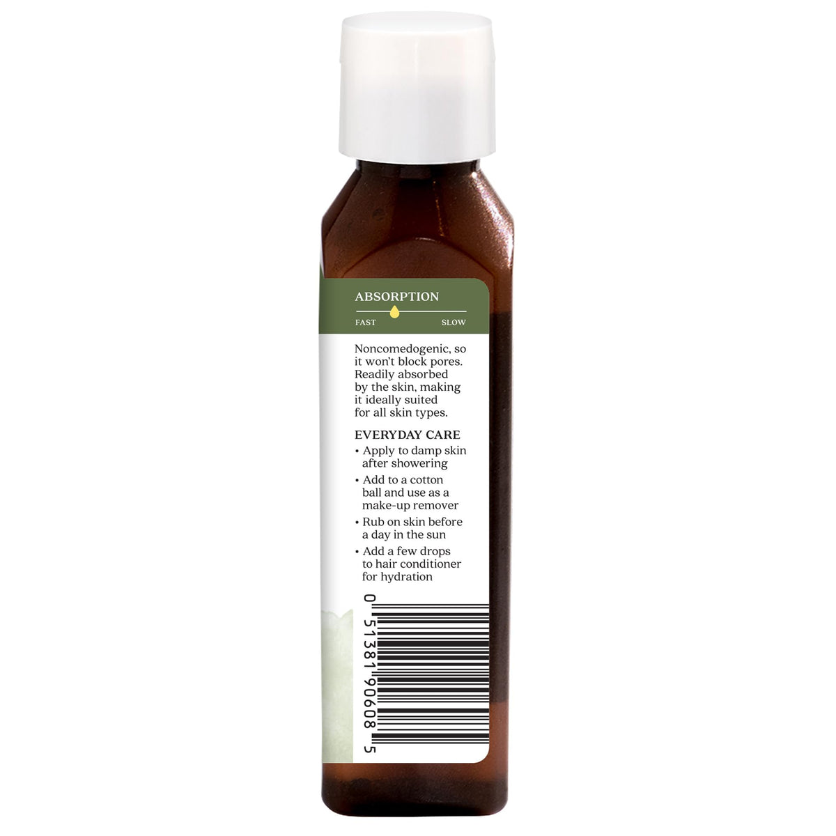 Aura Cacia oil drop on surface showing silky, fast-absorbing texture benefit