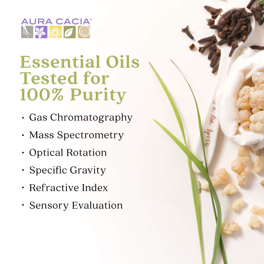 Aura Cacia texture close-up on hand showing lightweight absorbent finish