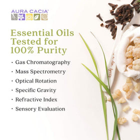 Aura Cacia texture close-up on hand showing lightweight absorbent finish