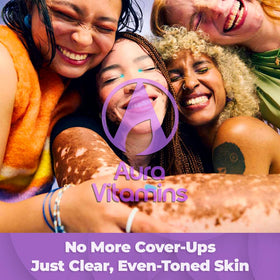 AURA VITAMINS jar on bathroom counter conveying daily skincare routine support