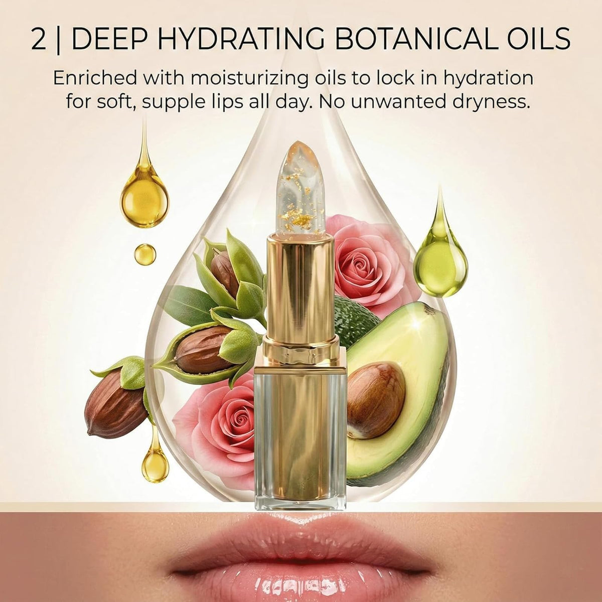 Aurelia Lipstick held in hand to show size and travel‑friendly convenience