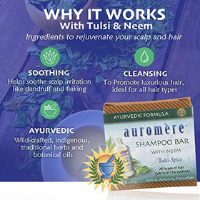 Auromere shampoo bar lathering in hand for easy travel cleansing