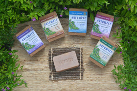 Auromere label listing sandal, turmeric, neem and herbal blend benefits