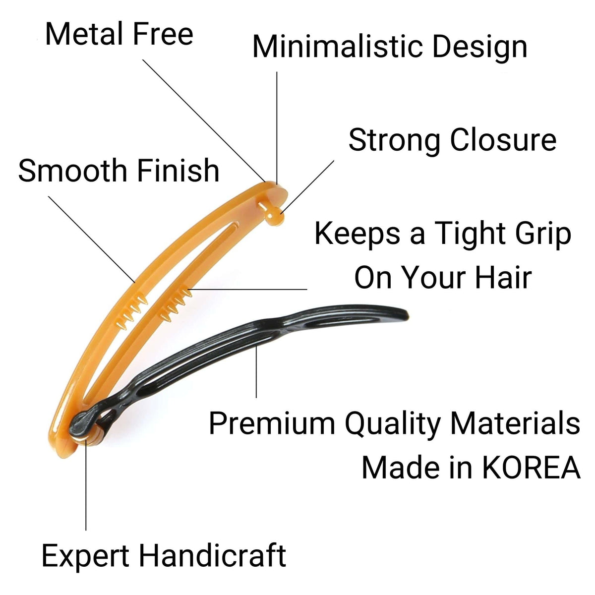 AURORA PIN clip securing side hair demonstrating firm hold without metal benefit