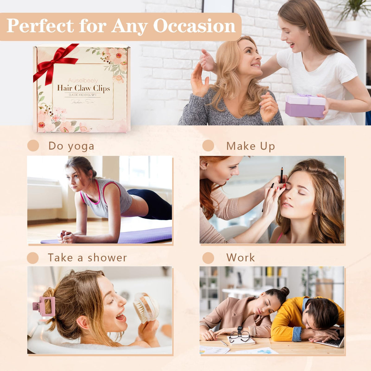 Auseibeely clip in morning routine setting conveying easy convenience