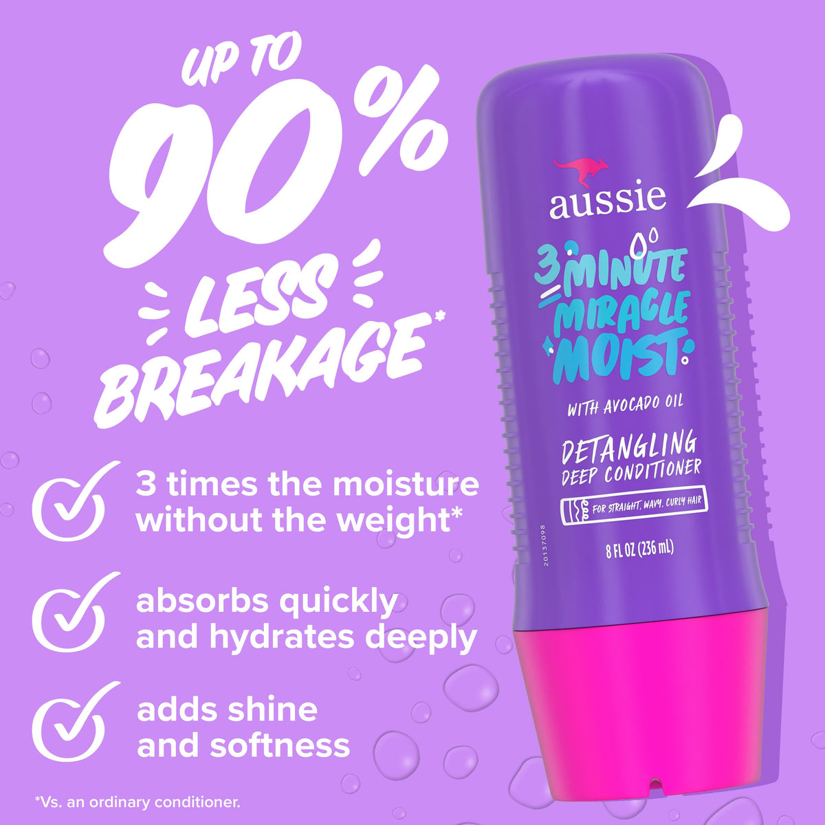 Aussie 3-minute treatment jar top view showing thick conditioning cream