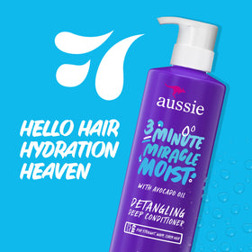 Aussie bottles on bathroom shelf suggesting daily hair-care routine