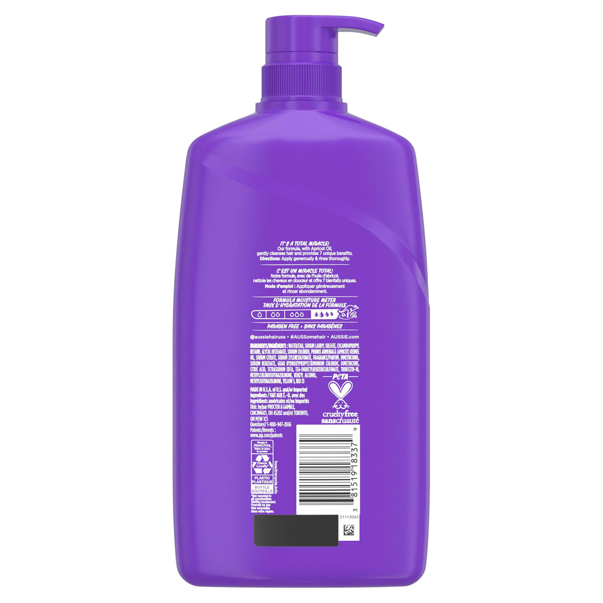 Aussie foam lather on hair indicating thorough cleansing and detangling benefit
