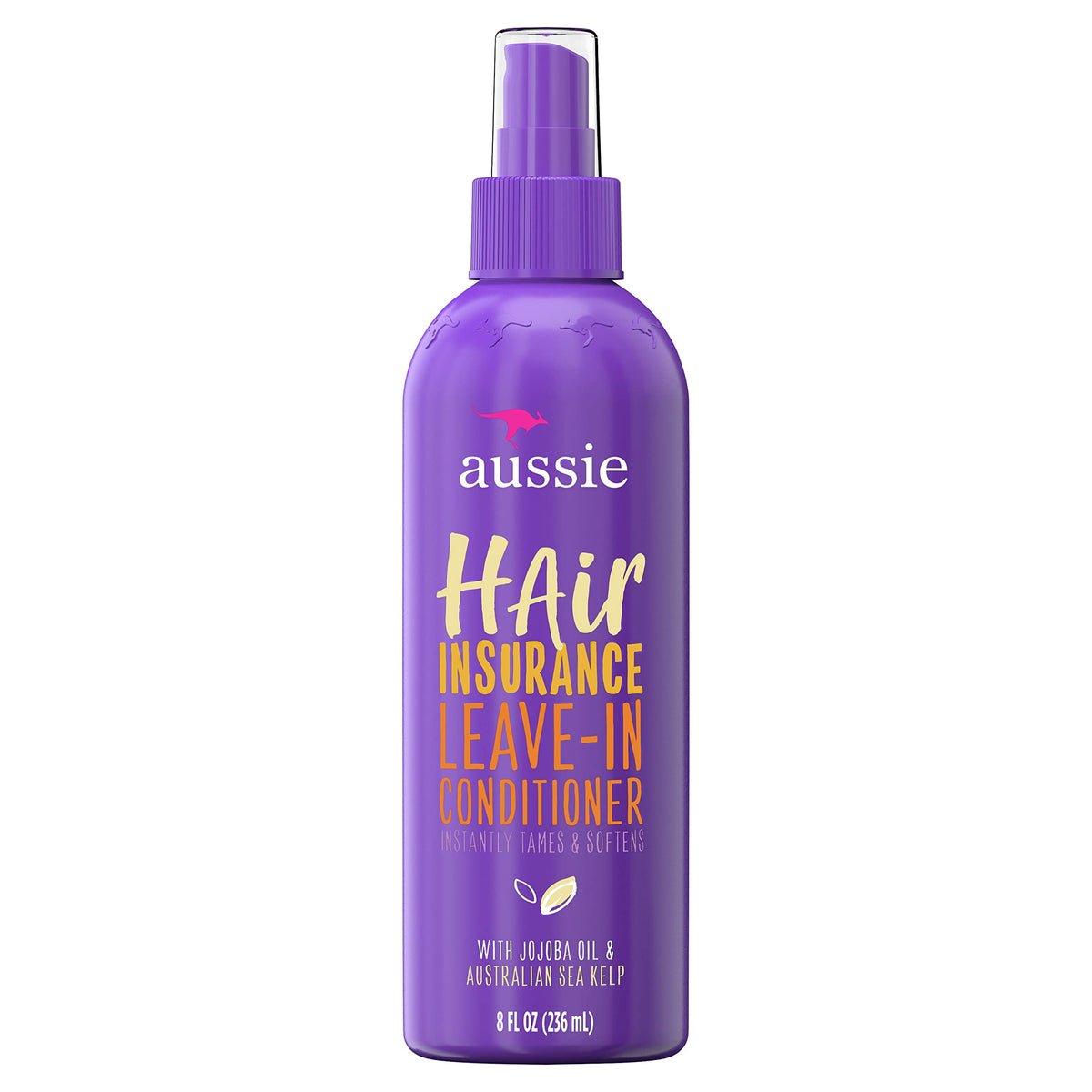 Aussie front packaging of leave-in spray showing product benefit